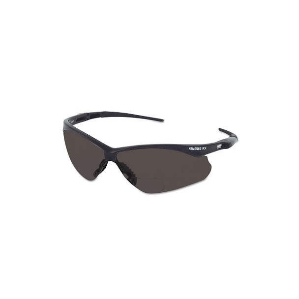 V60 Nemesis™ Rx Readers Prescription Safety Glasses, Smoke, Polycarbonate Scratch-Resistant Lens, Black Frame/Temples, +2.0
