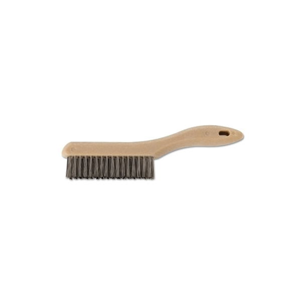 Shoe Handle Scratch Brushes, 10-1/4 in L, 4X16 Rows, SS Wire, Plastic Handle