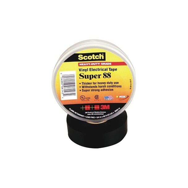 Super 88 Vinyl Electrical Tape, 1-1/2 in x 44 ft, Black