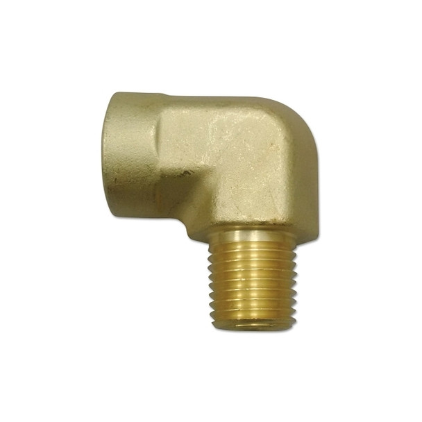 Pipe Thread Elbow, Connector, 3000 psig, Brass, 1/4 in x 1/4 in, 90° Female to Male NPT