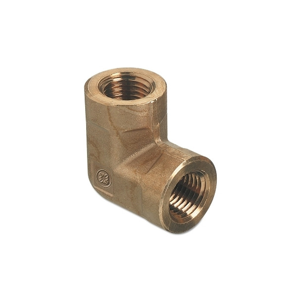 Pipe Thread Elbow, Connector, 3000 psig, Brass, 1/4 in x 1/4 in, 90° Female to Female NPT