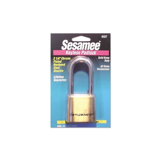 Sesamee® Keyless Padlock, 5/16 in dia, 2-1/4 in L X 1 in W, Brass