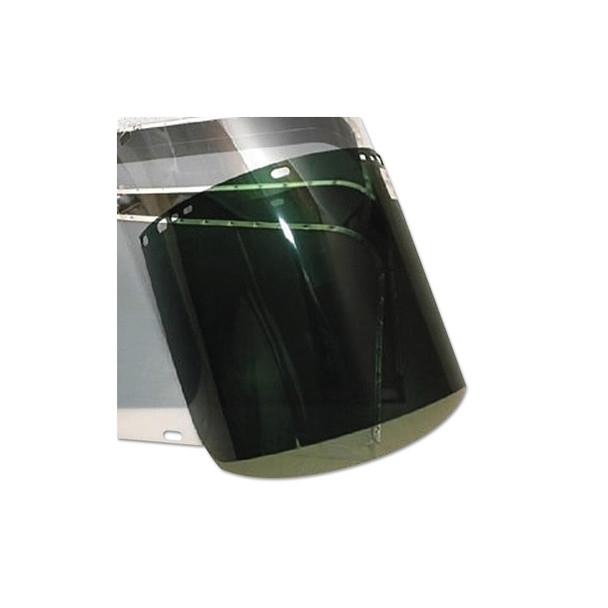 Visor, Dark Green, 11 in L x 8 in H, Unbound, for Fibre-Metal® Head Gear/Cap Adaptors