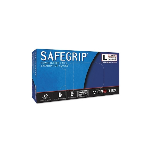 SafeGrip® SG-375 Examination Gloves, Large, Natural Rubber Latex, Blue