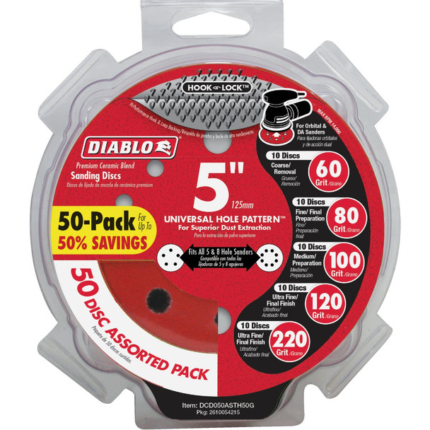 Diablo 50pk 5" Ros H&l Asst DCD050ASTH50G