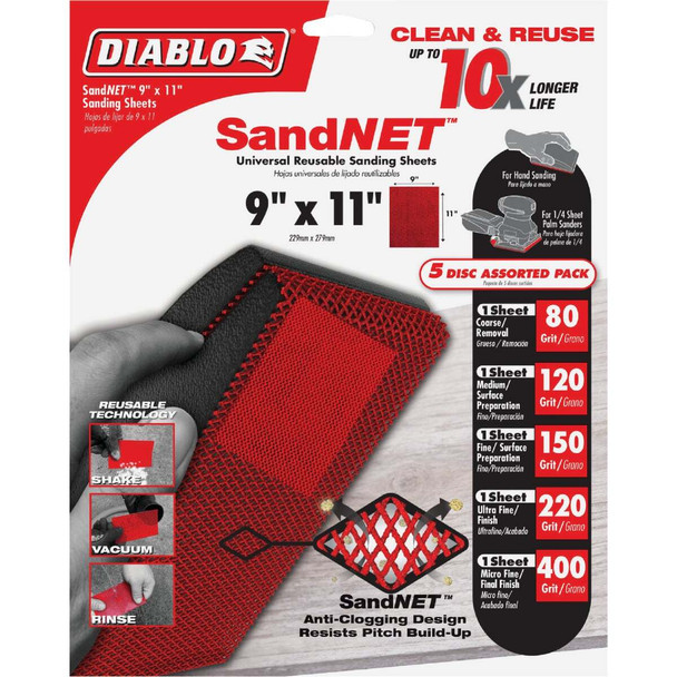 Diablo 5pk 9" Asst Sandnet DND911ASTH05G