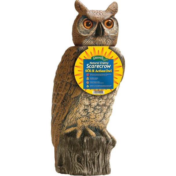 Gardeneer Natural Enemy Scarecrow 18 In. Solar Owl Pest Deterrent Decoy SRHO-4