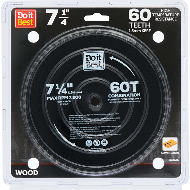 Do it Best 7-1/4 In. 60-Tooth Combination Circular Saw Blade QJDIB-CS-006
