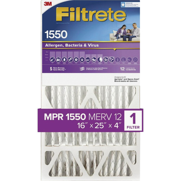 Filtrete Ultra Allergen Reduction Deep Pleat Filter, 16 In. x 25 In. x 4 In.