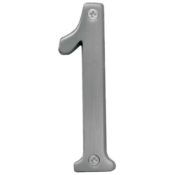 Hy-Ko Prestige Series 4 In. Satin Nickel House Number One BR-43SN/1