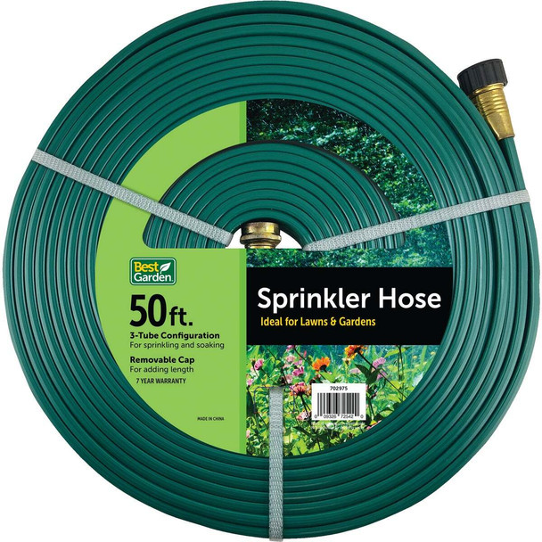 Best Garden Flexon 5/8 In. Dia. x 50 Ft. 3-Tube Sprinkler Hose DBFS50CNV2