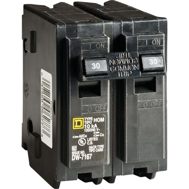 Square D Homeline 30A Double-Pole Standard Trip Circuit Breaker HOM230C