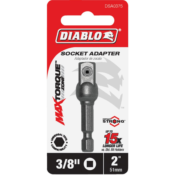 Diablo 3/8 In. Square x 1/4 In. Hex Impact Socket Adapter DSA0375