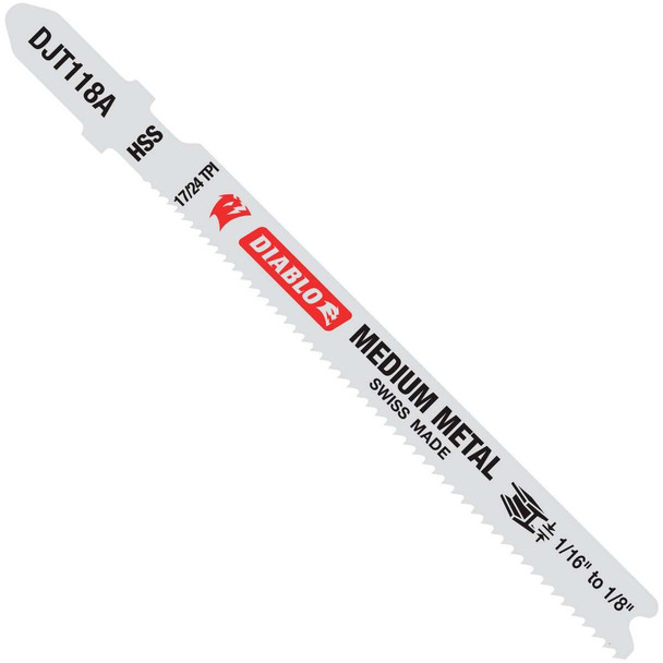 Diablo 3-5/8 In. x 17/24 TPI T-Shank HSS Jig Saw Blade for Medium Metal (5-Pack)