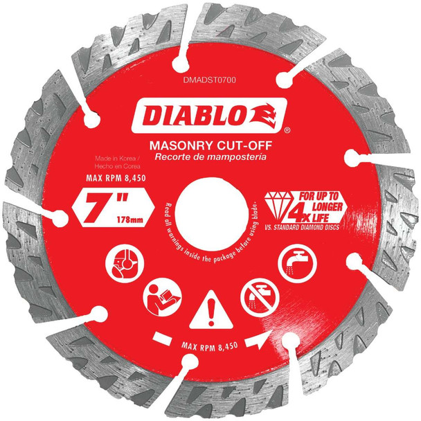 Diablo 7 In. Segmented Turbo Rim Dry/Wet Diamond Blade DMADST0700