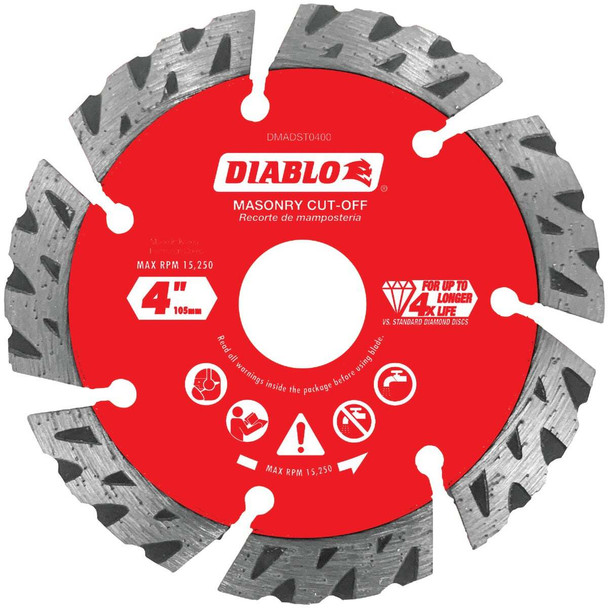 Diablo 4 In. Segmented Turbo Rim Dry/Wet Diamond Blade DMADST0400