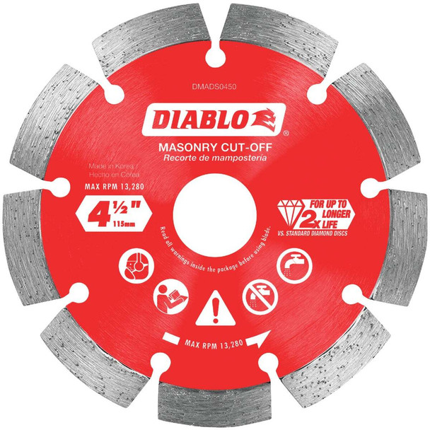 Diablo 4-1/2 In. Segmented Rim Dry/Wet Cut Diamond Blade DMADS0450