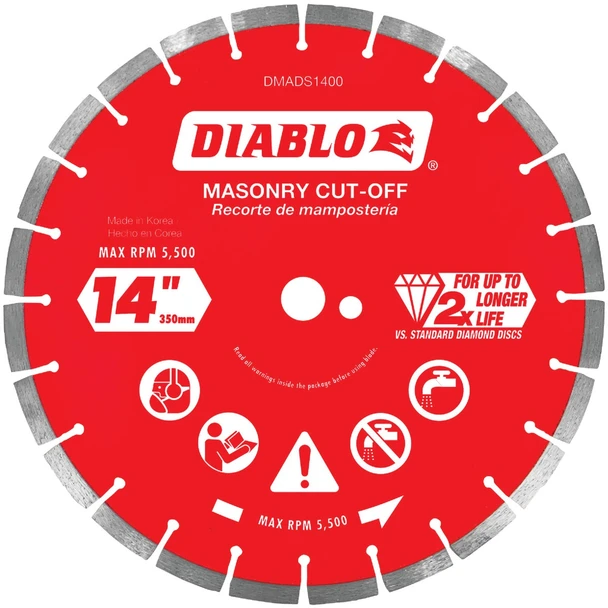 Diablo 14 In. Segmented Rim Dry/Wet Cut Diamond Blade DMADS1400