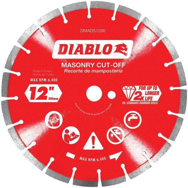 Diablo 12 In. Segmented Rim Dry/Wet Cut Diamond Blade DMADS1200