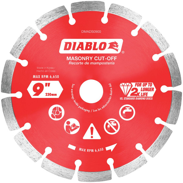Diablo 9 In. Segmented Rim Dry/Wet Cut Diamond Blade DMADS0900