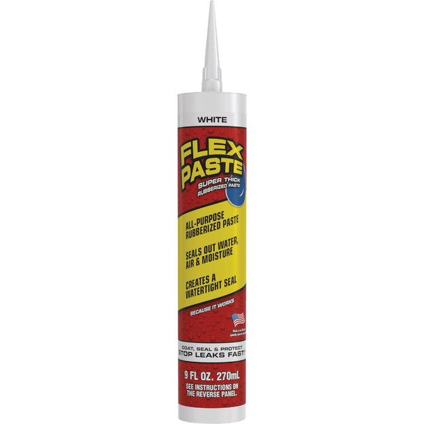 Flex Paste 9 Oz. Rubber Sealant, White PFSWHTR10