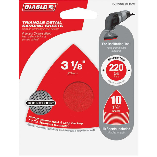 Diablo 10pk 3-1/8 220g Tri Sand DCT318220H10G