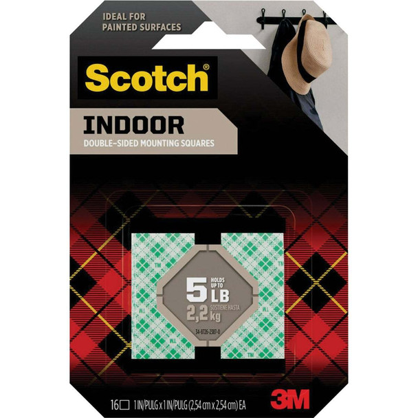 Scotch 1 In. x 1 In. Permanent Indoor Mounting Squares (16-Pack) 111DC