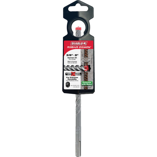 Diablo Rebar Demon 3/8 In. x 8 In. SDS-Plus Full Carbide Rotary Hammer Drill Bit