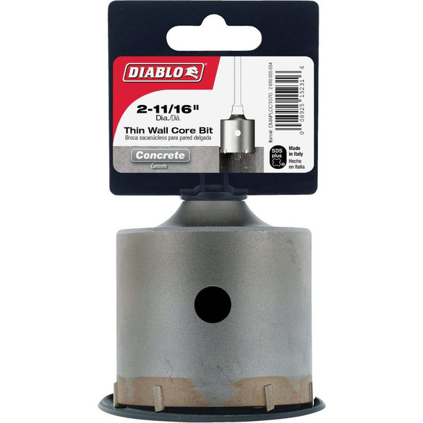Diablo SDS-Plus 2-11/16 In. Thin Wall Core Rotary Hammer Drill Bit DMAPLCC1070