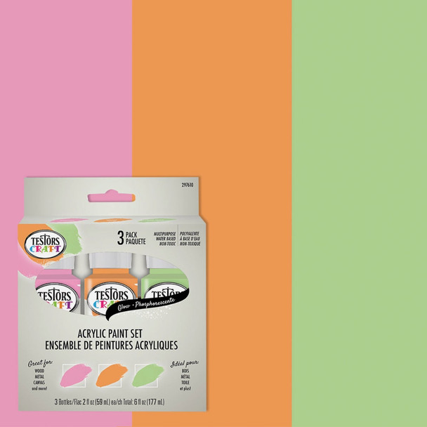 Testors Craft 2 Oz. Acrylic Glow Paint Kit (3-Pack) 297610