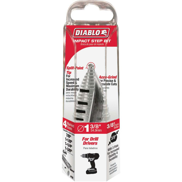 Diablo 7/8 In. - 1-3/8 In. Impact Step Drill Bit, 15 Steps DSD1375S15