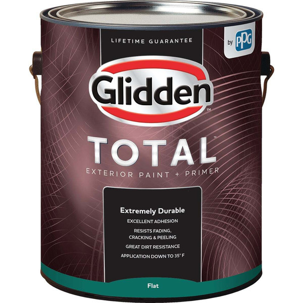 Glidden Total Exterior Paint + Primer Flat Ultra Deep Base 1 Gallon GLTEX10DB/01