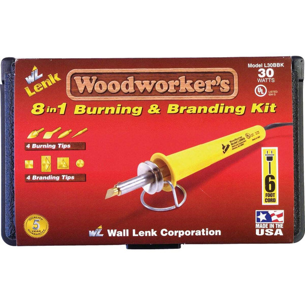 Wall Lenk Woodworker's 30W 8-in-1 Branding & Wood Burning Kit L30BBK