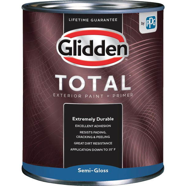 Glidden Total Exterior Paint + Primer Semi-Gloss Midtone Base Quart GLTEX30MB/04