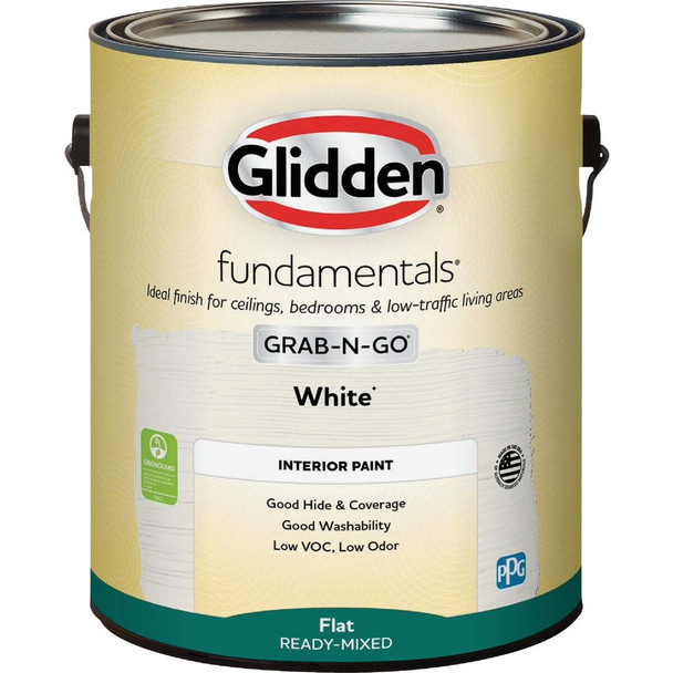 Glidden Fundamentals Grab-N-Go Flat Interior Paint, White, 1 Gal. GLFIN40WHT/01