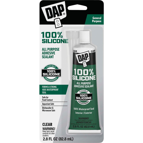 DAP 2.8 Oz. All-Purpose 100% Silicone Adhesive Sealant, Clear 7079800755