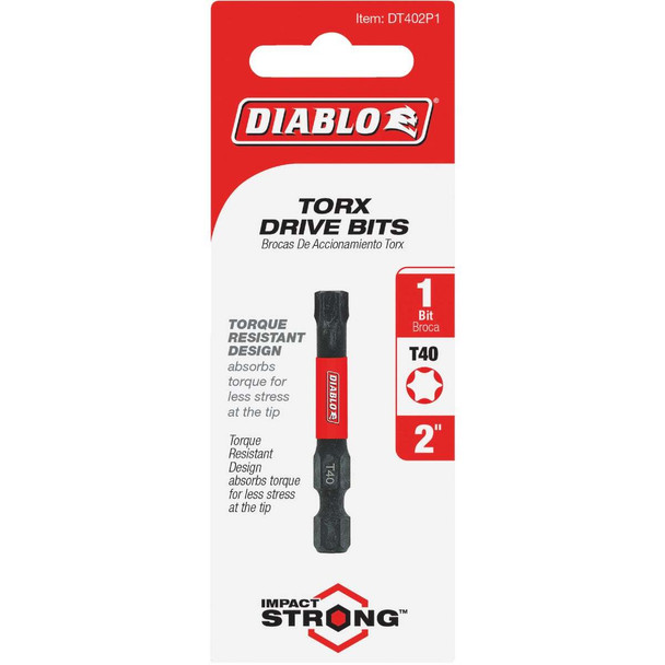 Diablo T40 TORX 2 In. Power Impact Screwdriver Bit DT402P1