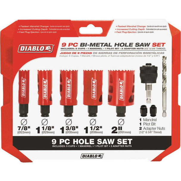 Diablo Bi-Metal Hole Saw Set (9-Piece) DHS09SGP
