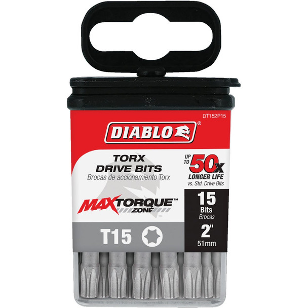 Diablo T15 TORX 2 In. Power Impact Screwdriver Bit (15-Pack) DT152P15