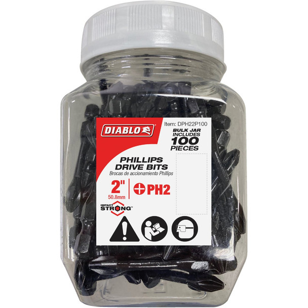 Diablo #2 Phillips 2 In. Power Impact Screwdriver Bit (100-Pack) DPH22P100