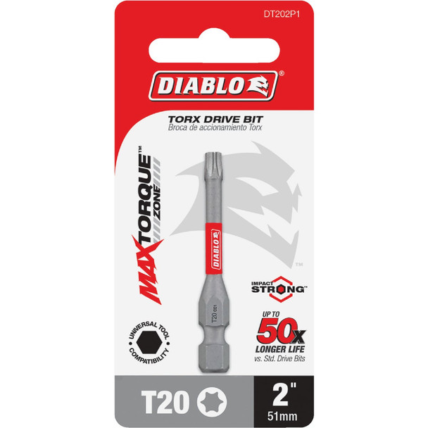 Diablo T20 TORX 2 In. Power Impact Screwdriver Bit DT202P1