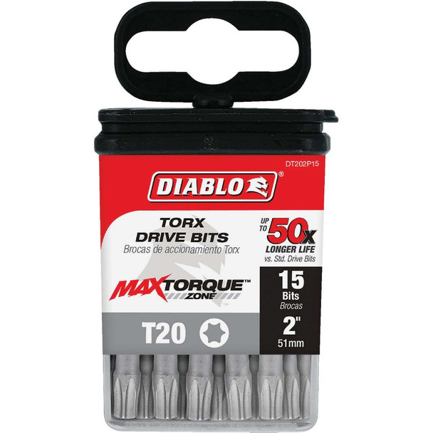 Diablo T20 TORX 2 In. Power Impact Screwdriver Bit (15-Pack) DT202P15