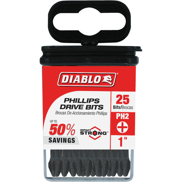 Diablo #2 Phillips 1 In. Insert Impact Screwdriver Bit (25-Pack) DPH21P25