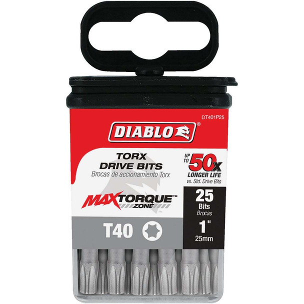 Diablo T40 TORX 1 In. Insert Impact Screwdriver Bit (25-Pack) DT401P25