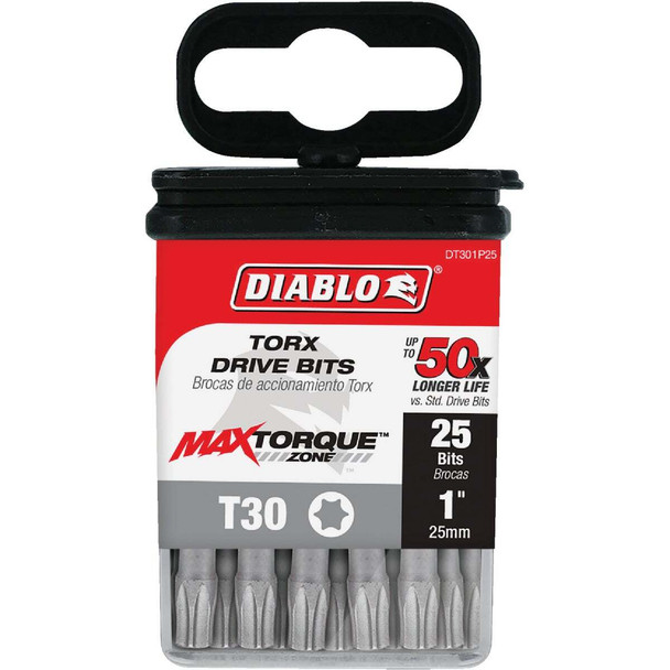 Diablo T30 TORX 1 In. Insert Impact Screwdriver Bit (25-Pack) DT301P25