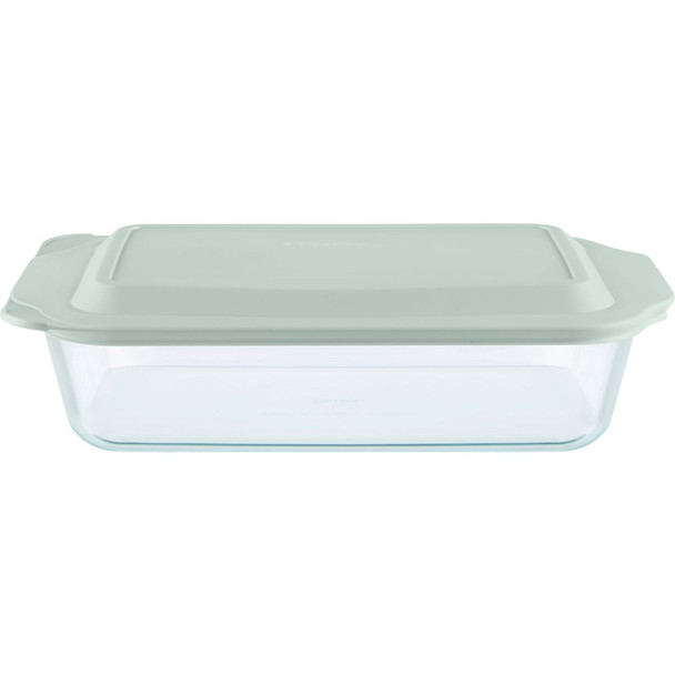 Pyrex 9 In. x 13 In. x 3 In. Glass Deep Baking Dish with Sage Lid 1134582
