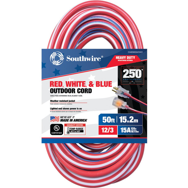 Southwire 12/3 Sjtw Rdwhtbl50 Cord 2548SWUSA25001