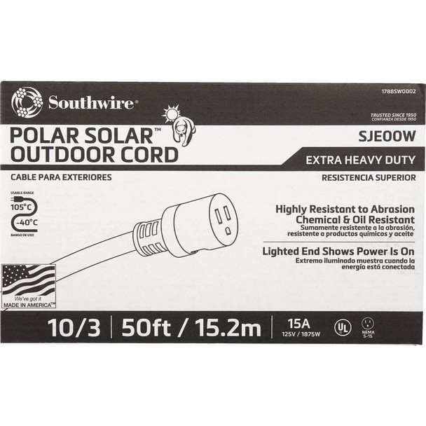 Coleman Cable 50 Ft. 10/3 Cold Weather Extension Cord 1788SW0002