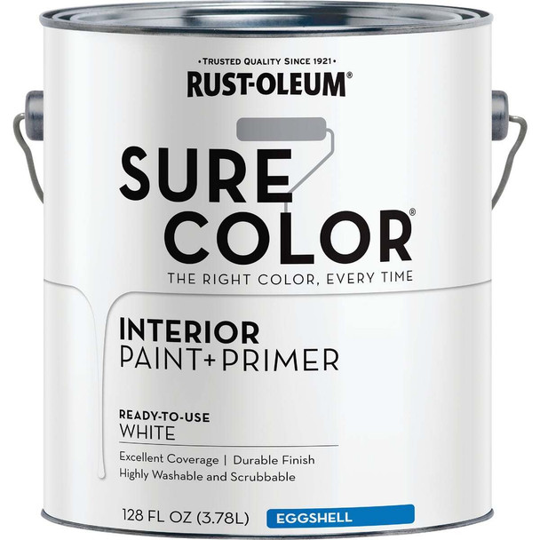 Rust-Oleum Sure Color Eggshell White Interior Wall Paint and Primer, Gallon