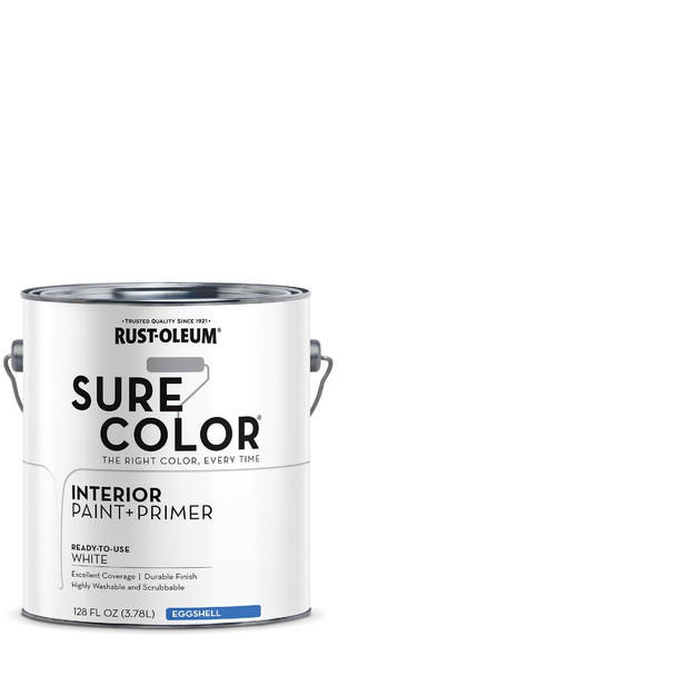 Rust-Oleum Sure Color Eggshell White Interior Wall Paint and Primer, Gallon